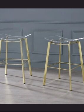 Clear Acrylic Bar Stools with Gold Legs - Set of 2. $324 on Amazon!!